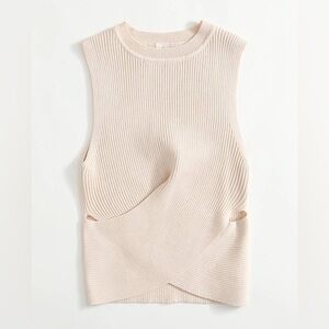 Cross Wrap Knit Nude Camel Brown Top